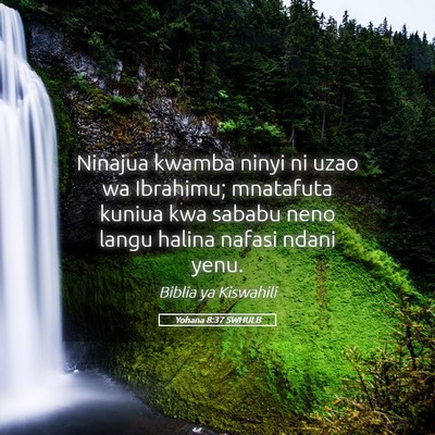 Picture 05 - Yohana 8:37 SWHULB - Ninajua kwamba ninyi ni uzao wa Ibrahimu; - Bible Verse Picture