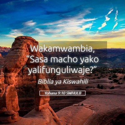 Picture 05 - Yohana 9:10 SWHULB - Wakamwambia, “Sasa macho yako - Bible Verse Picture
