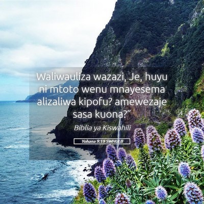 Picture 05 - Yohana 9:19 SWHULB - Waliwauliza wazazi, Je, huyu ni mtoto wenu - Bible Verse Picture