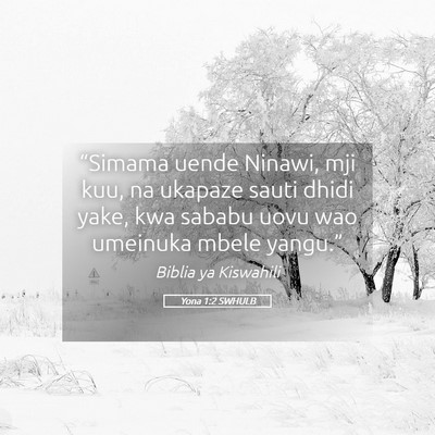 Picture 05 - Yona 1:2 SWHULB - “Simama uende Ninawi, mji kuu, na ukapaze sauti - Bible Verse Picture