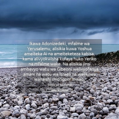 Picture 05 - Yoshua 10:1 SWHULB - Ikawa Adonizedeki, mfalme wa Yerusalemu, alisikia - Bible Verse Picture
