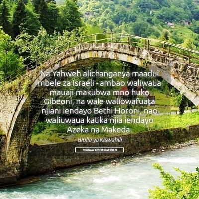 Picture 05 - Yoshua 10:10 SWHULB - Na Yahweh alichanganya maadui mbele za Israeli - - Bible Verse Picture