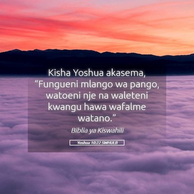 Picture 05 - Yoshua 10:22 SWHULB - Kisha Yoshua akasema, “Fungueni mlango wa - Bible Verse Picture