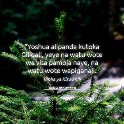 Picture 05 - Yoshua 10:7 SWHULB - “Yoshua alipanda kutoka Giligali, yeye na watu - Bible Verse Picture