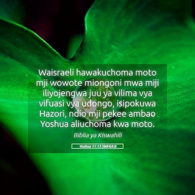 Picture 05 - Yoshua 11:13 SWHULB - Waisraeli hawakuchoma moto mji wowote miongoni - Bible Verse Picture