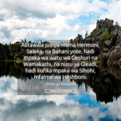 Picture 05 - Yoshua 12:5 SWHULB - Alitawala juu ya Mlima Hermoni, Saleka, na Bahani - Bible Verse Picture