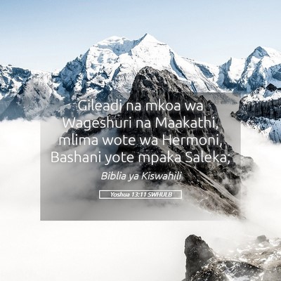 Picture 05 - Yoshua 13:11 SWHULB - Gileadi na mkoa wa Wageshuri na Maakathi, mlima - Bible Verse Picture
