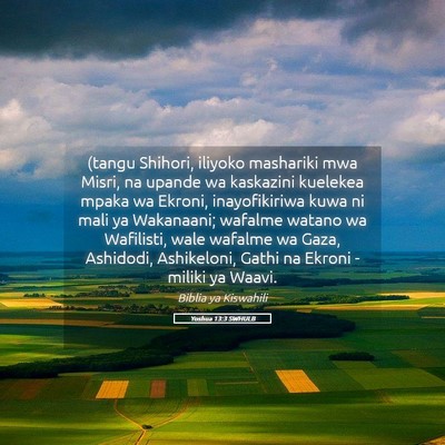 Picture 05 - Yoshua 13:3 SWHULB - (tangu Shihori, iliyoko mashariki mwa Misri, na - Bible Verse Picture