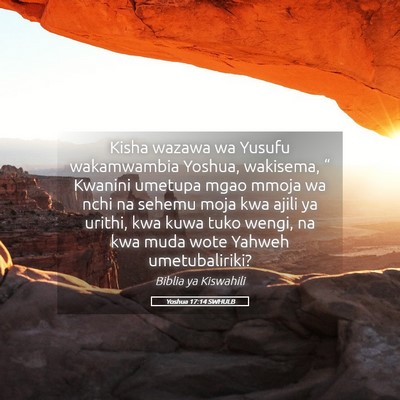 Picture 05 - Yoshua 17:14 SWHULB - Kisha wazawa wa Yusufu wakamwambia Yoshua, - Bible Verse Picture