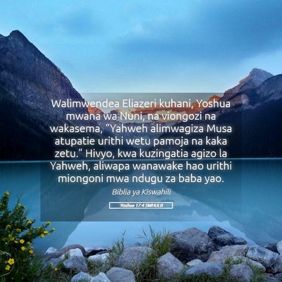 Picture 05 - Yoshua 17:4 SWHULB - Walimwendea Eliazeri kuhani, Yoshua mwana wa - Bible Verse Picture
