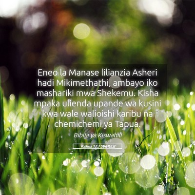 Picture 05 - Yoshua 17:7 SWHULB - Eneo la Manase lilianzia Asheri hadi - Bible Verse Picture