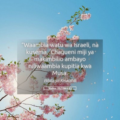 Picture 05 - Yoshua 20:2 SWHULB - “Waambia watu wa Israeli, na kusema, 'Chagueni - Bible Verse Picture