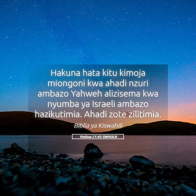 Picture 05 - Yoshua 21:45 SWHULB - Hakuna hata kitu kimoja miongoni kwa ahadi nzuri - Bible Verse Picture