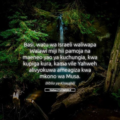 Picture 05 - Yoshua 21:8 SWHULB - Basi, watu wa Israeli waliwapa Walawi miji hii - Bible Verse Picture