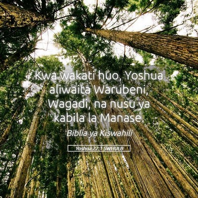 Picture 05 - Yoshua 22:1 SWHULB - Kwa wakati huo, Yoshua aliwaita Warubeni, Wagadi, - Bible Verse Picture