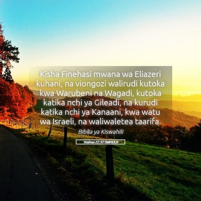 Picture 05 - Yoshua 22:32 SWHULB - Kisha Finehasi mwana wa Eliazeri kuhani, na - Bible Verse Picture