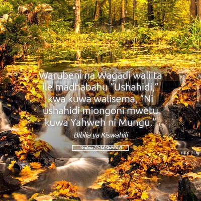 Picture 05 - Yoshua 22:34 SWHULB - Warubeni na Wagadi waliita ile madhabahu - Bible Verse Picture