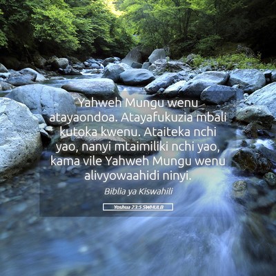 Picture 05 - Yoshua 23:5 SWHULB - Yahweh Mungu wenu atayaondoa. Atayafukuzia mbali - Bible Verse Picture
