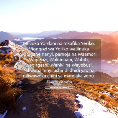 Picture 05 - Yoshua 24:11 SWHULB - Mlivuka Yordani na mkafika Yeriko. Viongozi wa - Bible Verse Picture