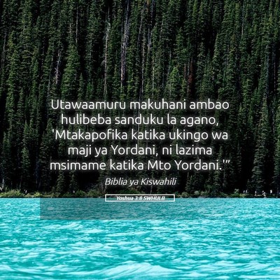 Picture 05 - Yoshua 3:8 SWHULB - Utawaamuru makuhani ambao hulibeba sanduku la - Bible Verse Picture