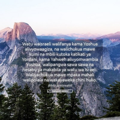 Picture 05 - Yoshua 4:8 SWHULB - Watu waisraeli walifanya kama Yoshua - Bible Verse Picture