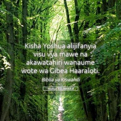 Picture 05 - Yoshua 5:3 SWHULB - Kisha Yoshua alijifanyia visu vya mawe na - Bible Verse Picture