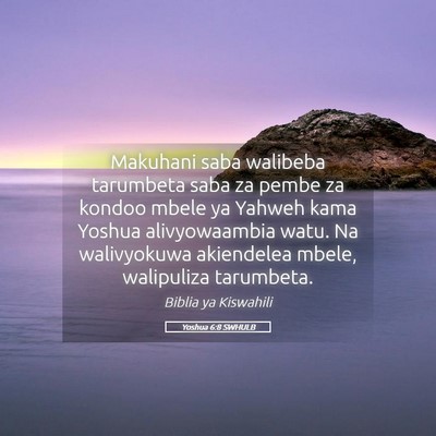 Picture 05 - Yoshua 6:8 SWHULB - Makuhani saba walibeba tarumbeta saba za pembe za - Bible Verse Picture