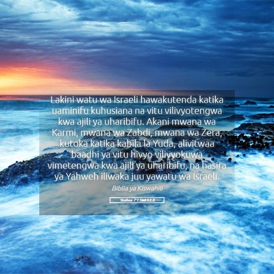 Picture 05 - Yoshua 7:1 SWHULB - Lakini watu wa Israeli hawakutenda katika - Bible Verse Picture