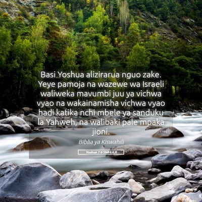 Picture 05 - Yoshua 7:6 SWHULB - Basi Yoshua alizirarua nguo zake. Yeye pamoja na - Bible Verse Picture