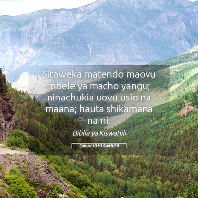 Picture 05 - Zaburi 101:3 SWHULB - Sitaweka matendo maovu mbele ya macho yangu; - Bible Verse Picture