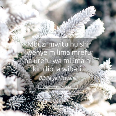 Picture 05 - Zaburi 104:18 SWHULB - Mbuzi mwitu huishi kwenye milima mrefu; na urefu - Bible Verse Picture