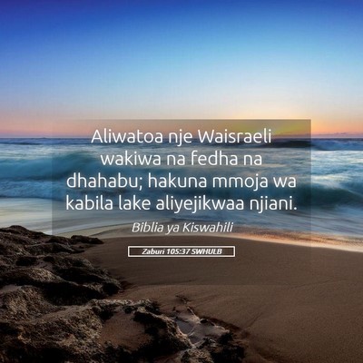 Picture 05 - Zaburi 105:37 SWHULB - Aliwatoa nje Waisraeli wakiwa na fedha na - Bible Verse Picture