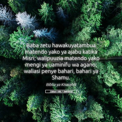 Picture 05 - Zaburi 106:7 SWHULB - Baba zetu hawakuyatambua matendo yako ya ajabu - Bible Verse Picture