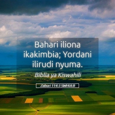 Picture 05 - Zaburi 114:3 SWHULB - Bahari iliona ikakimbia; Yordani ilirudi - Bible Verse Picture