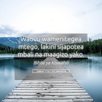 Picture 05 - Zaburi 119:110 SWHULB - Waovu wamenitegea mtego, lakini sijapotea mbali - Bible Verse Picture