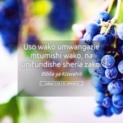 Picture 05 - Zaburi 119:135 SWHULB - Uso wako umwangazie mtumishi wako, na unifundishe - Bible Verse Picture