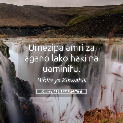 Picture 05 - Zaburi 119:138 SWHULB - Umezipa amri za agano lako haki na - Bible Verse Picture