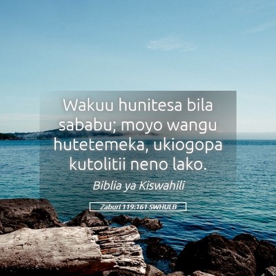 Picture 05 - Zaburi 119:161 SWHULB - Wakuu hunitesa bila sababu; moyo wangu - Bible Verse Picture
