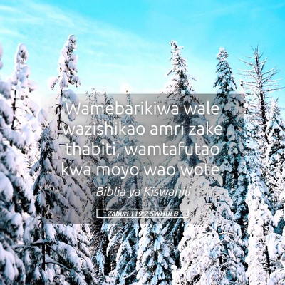 Picture 05 - Zaburi 119:2 SWHULB - Wamebarikiwa wale wazishikao amri zake thabiti, - Bible Verse Picture