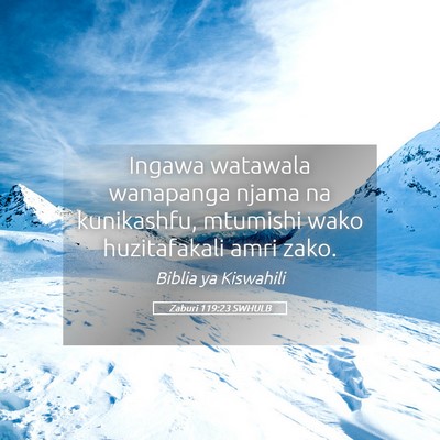 Picture 05 - Zaburi 119:23 SWHULB - Ingawa watawala wanapanga njama na kunikashfu, - Bible Verse Picture