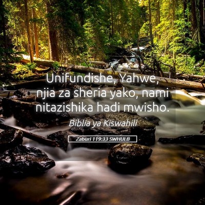 Picture 05 - Zaburi 119:33 SWHULB - Unifundishe, Yahwe, njia za sheria yako, nami - Bible Verse Picture