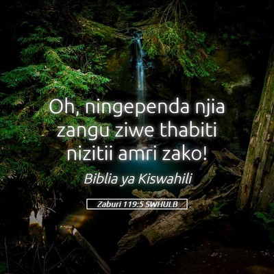 Picture 05 - Zaburi 119:5 SWHULB - Oh, ningependa njia zangu ziwe thabiti nizitii - Bible Verse Picture