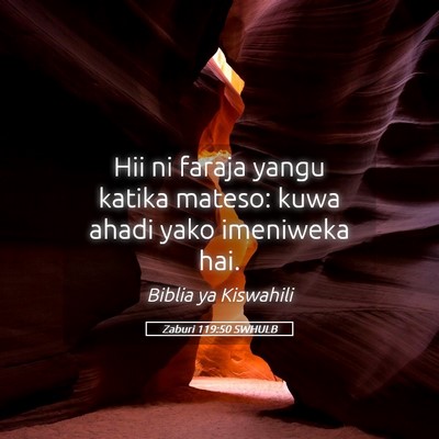 Picture 05 - Zaburi 119:50 SWHULB - Hii ni faraja yangu katika mateso: kuwa ahadi - Bible Verse Picture