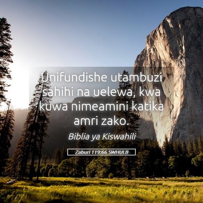 Picture 05 - Zaburi 119:66 SWHULB - Unifundishe utambuzi sahihi na uelewa, kwa kuwa - Bible Verse Picture