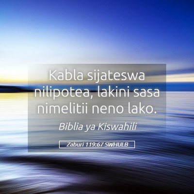 Picture 05 - Zaburi 119:67 SWHULB - Kabla sijateswa nilipotea, lakini sasa nimelitii - Bible Verse Picture