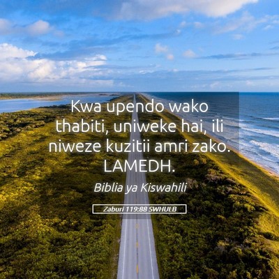 Picture 05 - Zaburi 119:88 SWHULB - Kwa upendo wako thabiti, uniweke hai, ili niweze - Bible Verse Picture