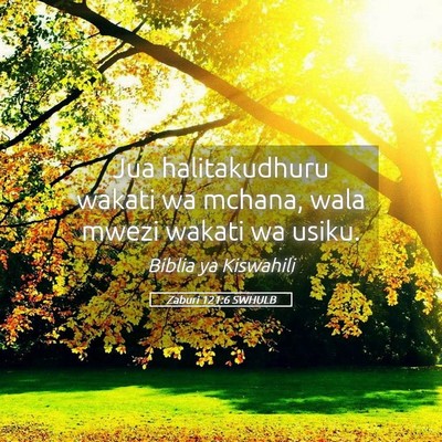 Picture 05 - Zaburi 121:6 SWHULB - Jua halitakudhuru wakati wa mchana, wala mwezi - Bible Verse Picture