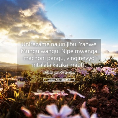 Picture 05 - Zaburi 13:3 SWHULB - Unitazame na unijibu, Yahwe Mungu wangu! Nipe - Bible Verse Picture