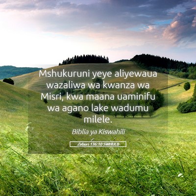 Picture 05 - Zaburi 136:10 SWHULB - Mshukuruni yeye aliyewaua wazaliwa wa kwanza wa - Bible Verse Picture