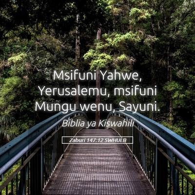 Picture 05 - Zaburi 147:12 SWHULB - Msifuni Yahwe, Yerusalemu, msifuni Mungu wenu, - Bible Verse Picture